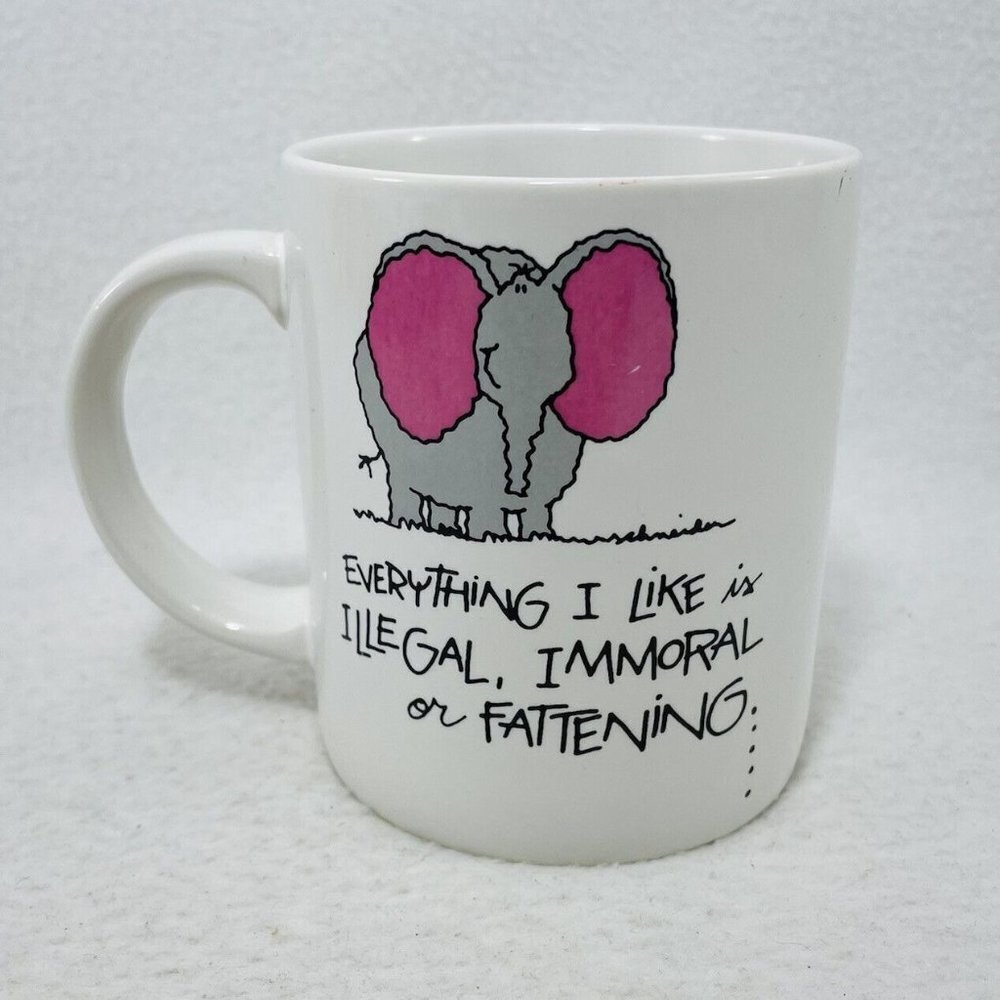 Vintage Russ Mug Understatements Funny Quote Elephant Like You Fattening Illegal